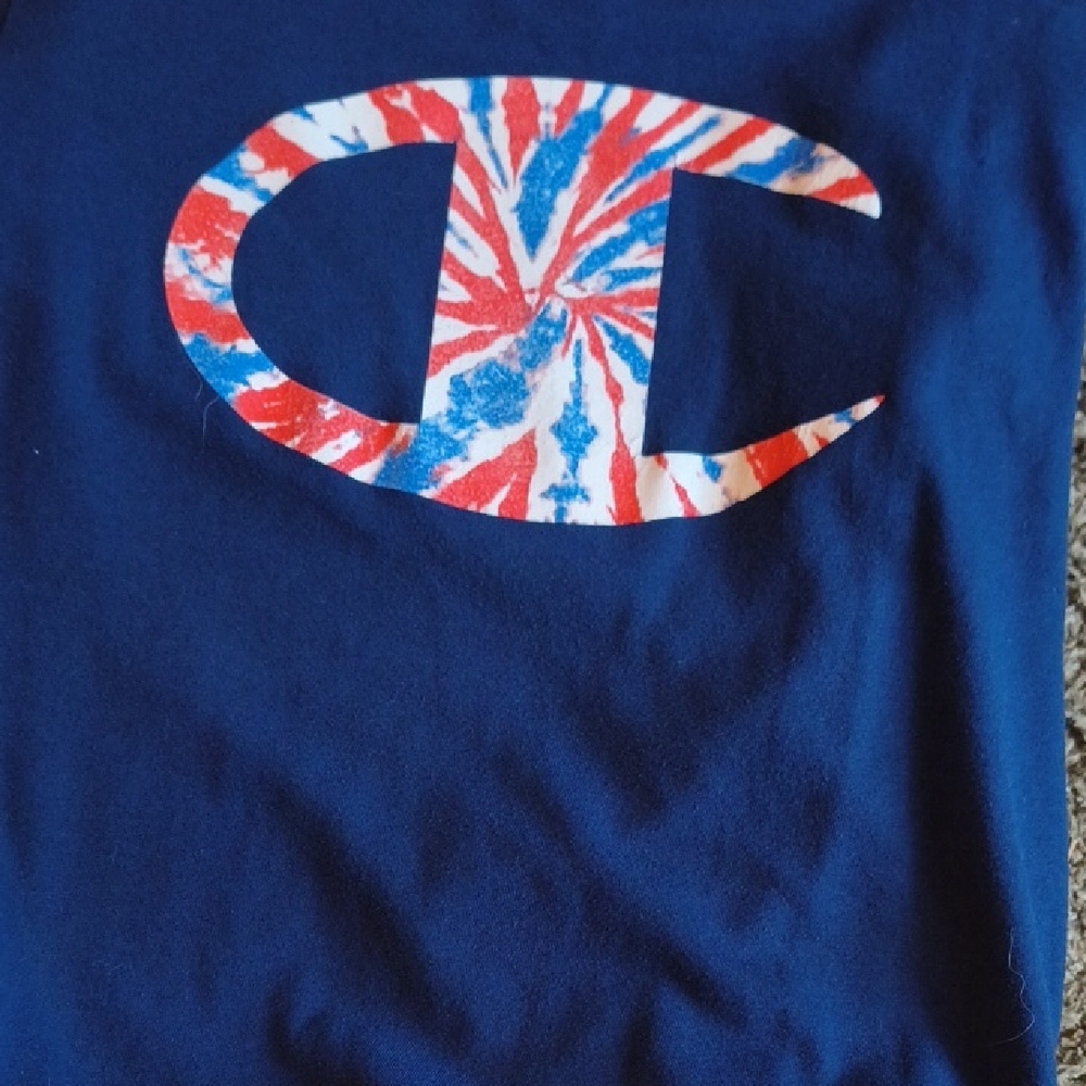 Champion Kids T-Shirt with Red and Blue Tie-Dye Logo